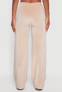 Velour Pintuck Wide Leg Sweatpants