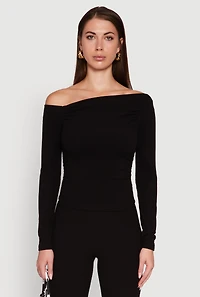 Womens One Shoulder Long Sleeve Blouse,