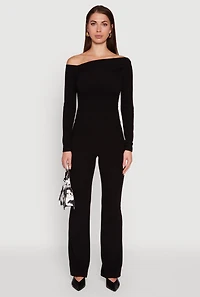 Womens One Shoulder Long Sleeve Blouse,