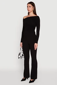 Womens One Shoulder Long Sleeve Blouse,