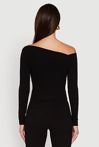 Womens One Shoulder Long Sleeve Blouse,
