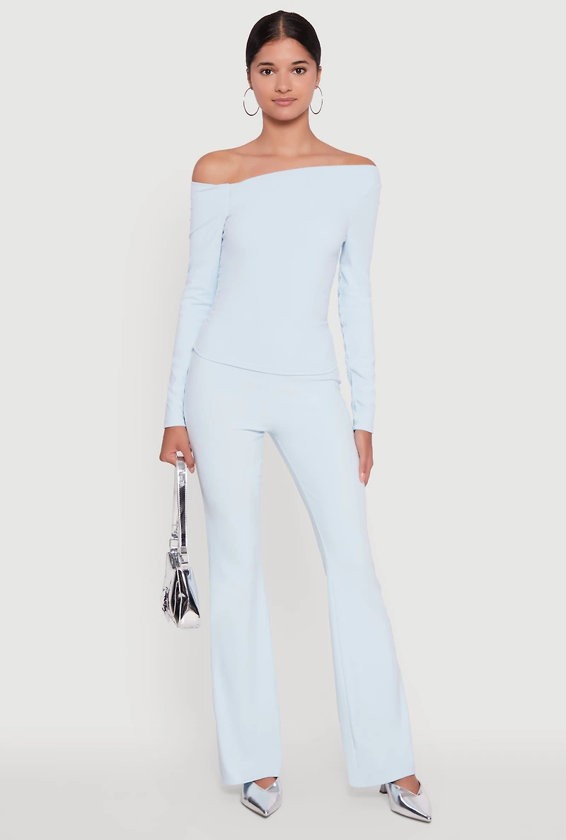 Womens One Shoulder Long Sleeve Blouse,