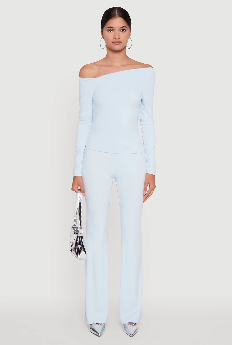 Womens One Shoulder Long Sleeve Blouse,