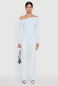 Womens One Shoulder Long Sleeve Blouse,