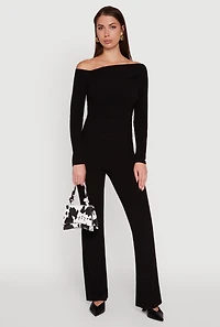 Womens Brushed Knit Pull On Dress Pants,