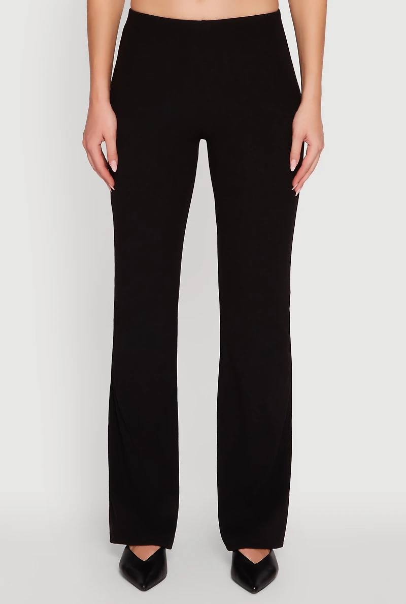Womens Brushed Knit Pull On Dress Pants, Black, Size S