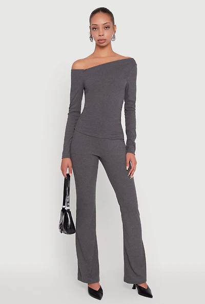 Womens Brushed Knit Pull On Dress Pants,