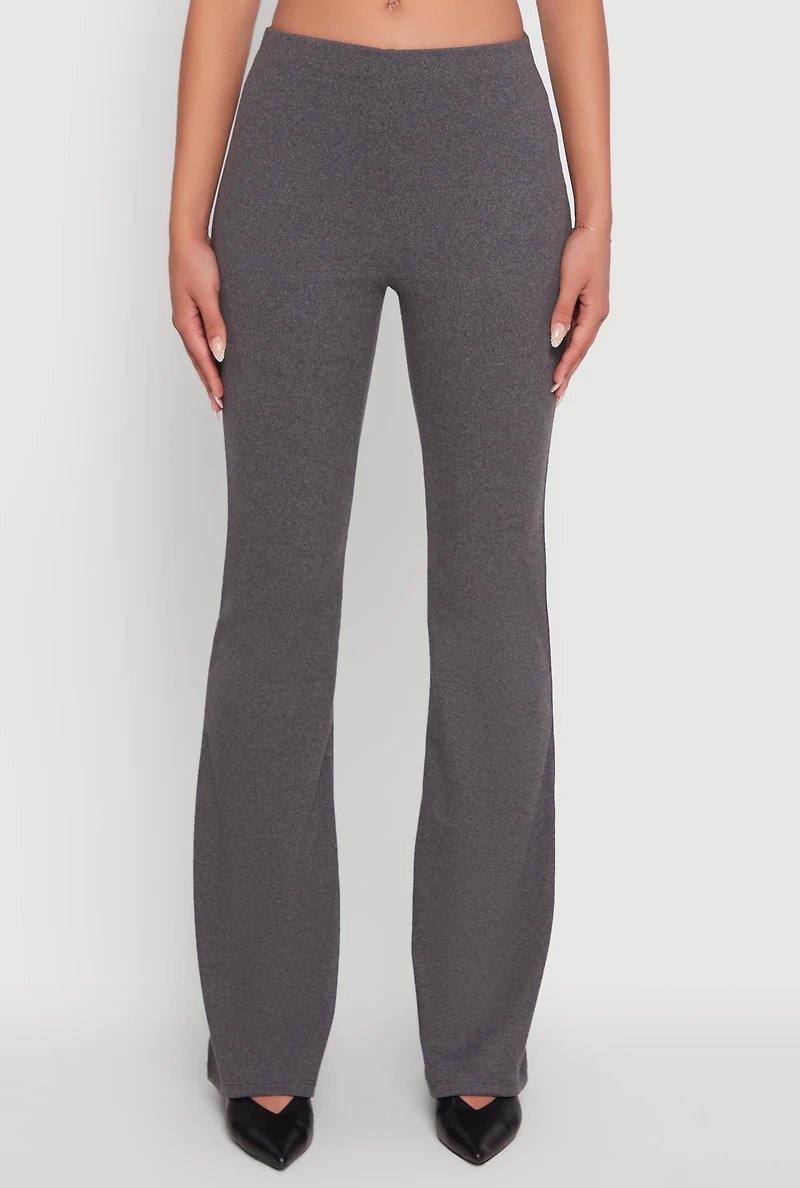 Womens Brushed Knit Pull On Dress Pants, Grey,