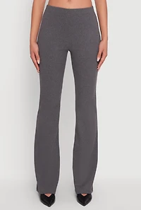 Womens Brushed Knit Pull On Dress Pants, Grey,