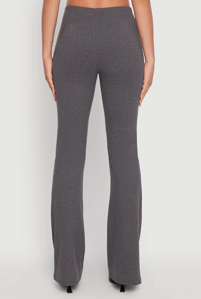 Womens Brushed Knit Pull On Dress Pants, Grey,