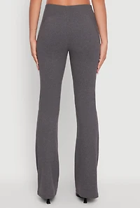 Womens Brushed Knit Pull On Dress Pants, Grey,