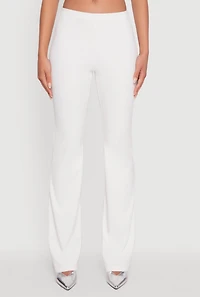 Womens Brushed Knit Pull On Dress Pants, White, Size L