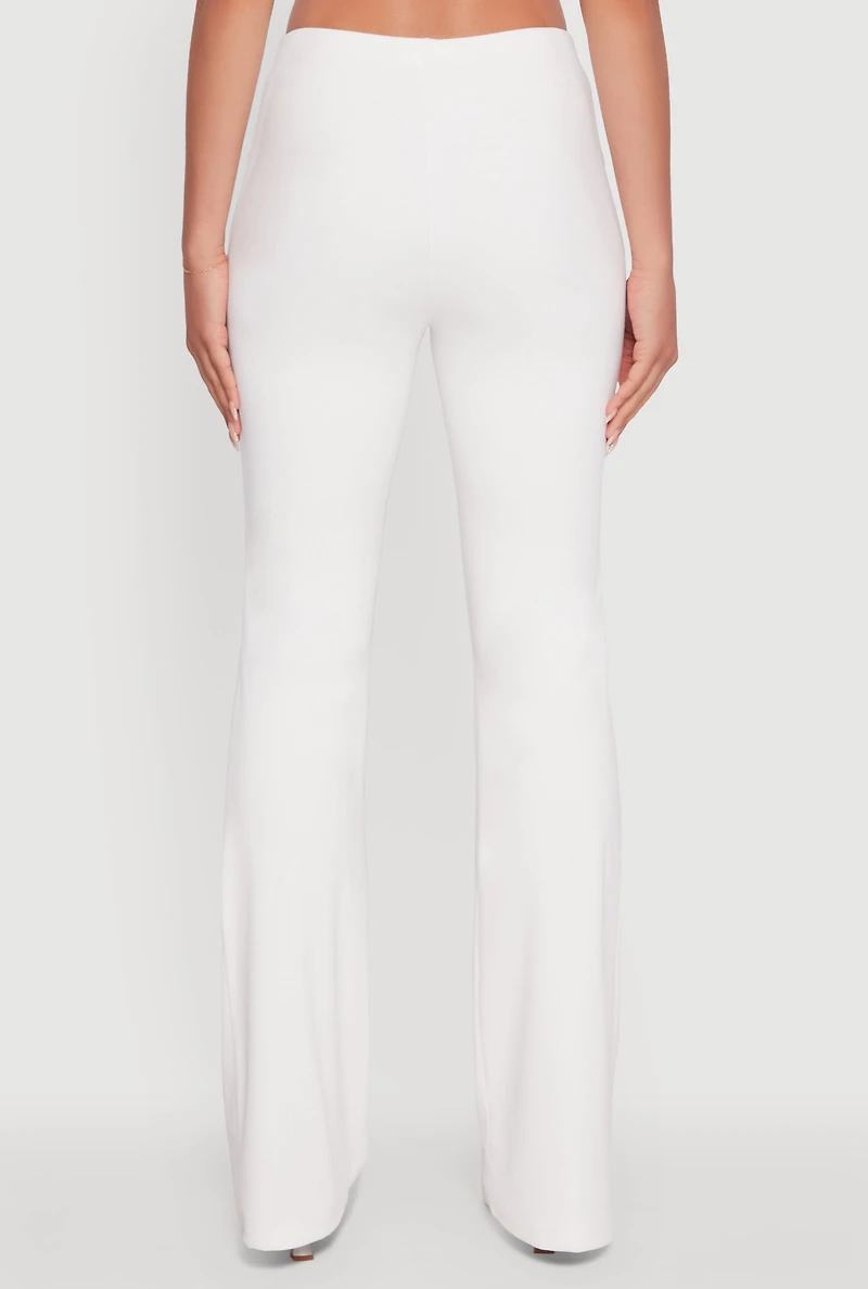 Womens Brushed Knit Pull On Dress Pants, White, Size L