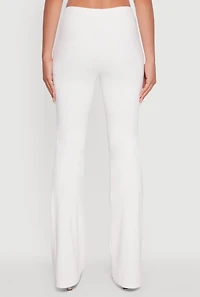 Womens Brushed Knit Pull On Dress Pants, White, Size L