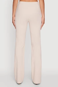 Womens Brushed Knit Pull On Dress Pants, Khaki, Size M