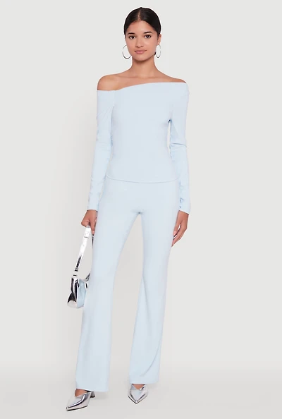 Womens Brushed Knit Pull On Dress Pants,