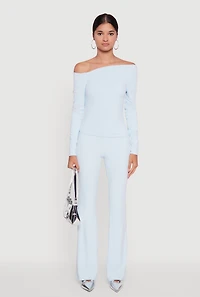Womens Brushed Knit Pull On Dress Pants,