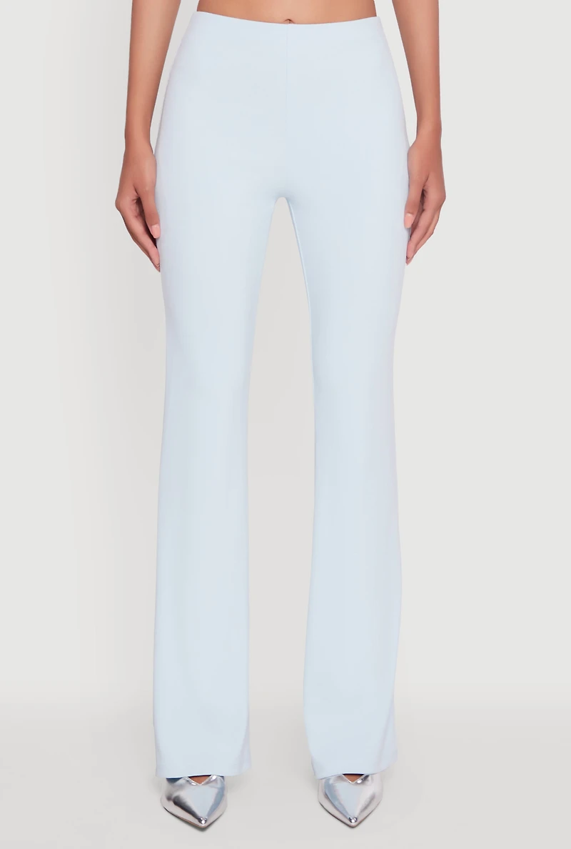 Womens Brushed Knit Pull On Dress Pants, Blue,