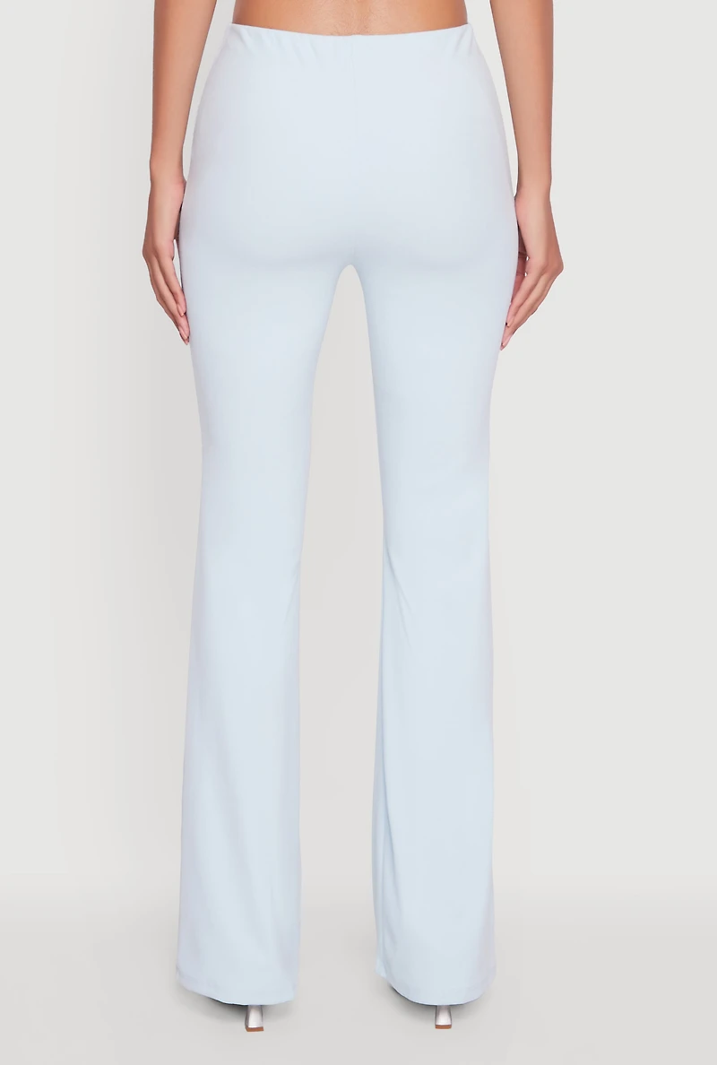 Womens Brushed Knit Pull On Dress Pants, Blue,