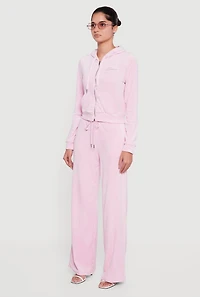 Velour Rhinestone Dream Graphic Zip Front Hoodie