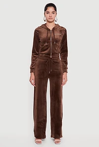 Velour Rhinestone Dream Graphic Drawstring Waist Sweatpants