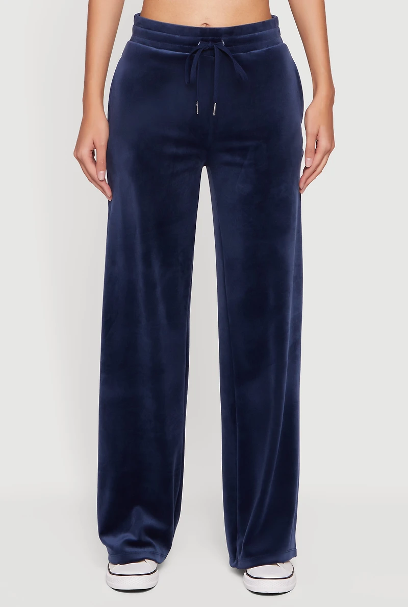 Velour Rhinestone Dream Graphic Drawstring Waist Sweatpants