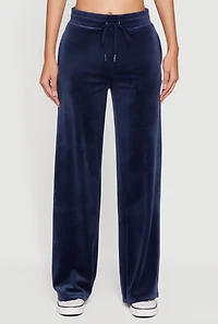 Velour Rhinestone Dream Graphic Drawstring Waist Sweatpants