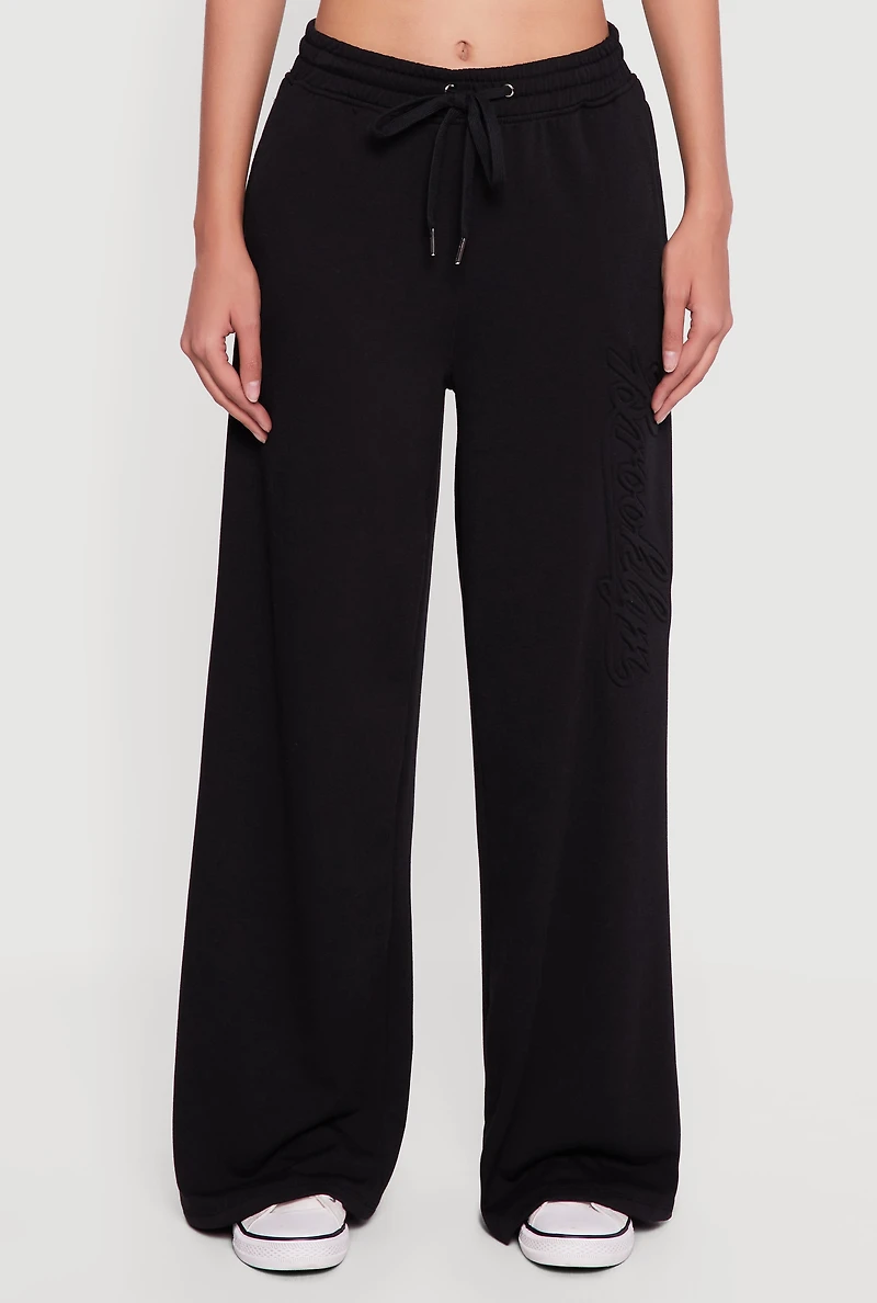Brooklyn Embosses Graphic High Waisted Sweatpants
