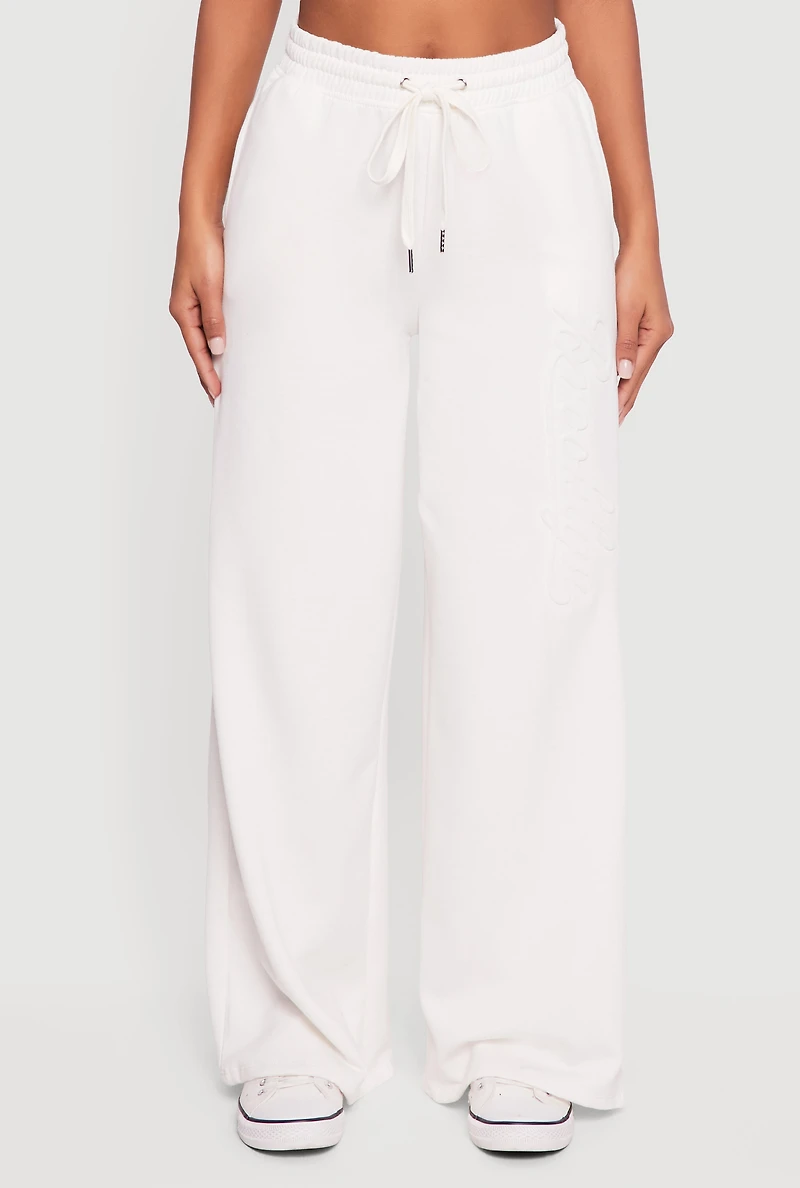 Brooklyn Embosses Graphic High Waisted Sweatpants
