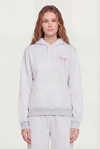Bow Graphic Kangaroo Pocket Pullover Hoodie