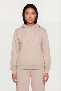 Bow Graphic Kangaroo Pocket Pullover Hoodie