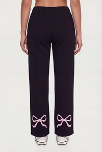 Bow Graphic High Waisted Wide Leg Sweatpants