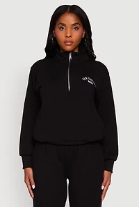 Mock Neck Half Zip New York City Graphic Sweatshirt