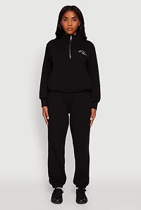 Womens Mock Neck Half Zip New York City Graphic Sweatshirt,