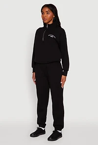 Womens Mock Neck Half Zip New York City Graphic Sweatshirt,