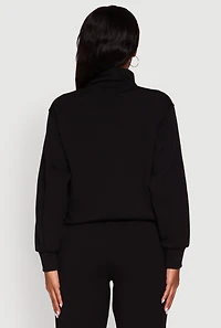 Womens Mock Neck Half Zip New York City Graphic Sweatshirt, Black, Size S
