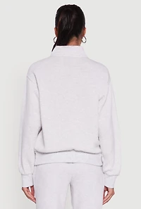 Womens Mock Neck Half Zip New York City Graphic Sweatshirt, Grey,