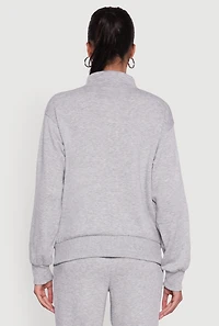 Womens Mock Neck Half Zip New York City Graphic Sweatshirt, Grey,