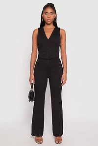 Iris Button Front Cropped Blazer Vest