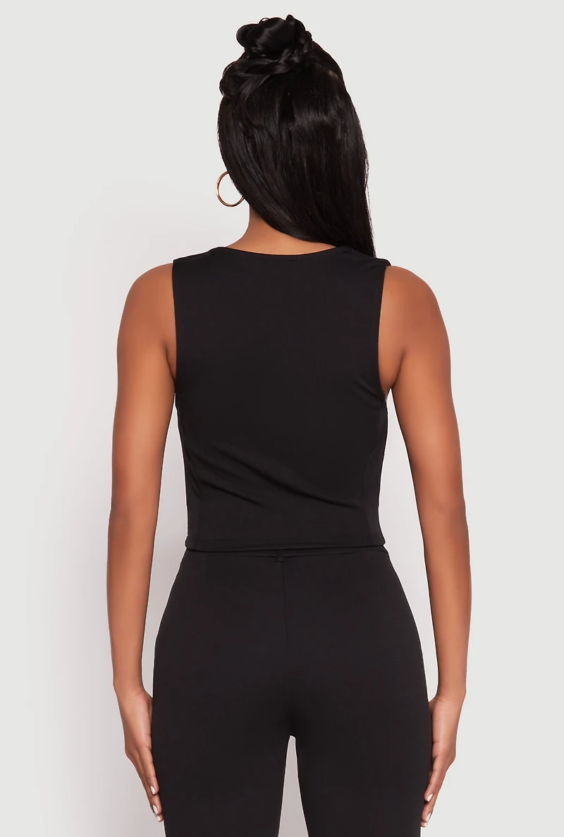 Iris Button Front Cropped Blazer Vest