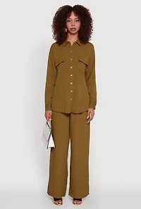 Womens Iris Shadow Stripe Textured Knit Button Front Shirt, Green, Size M