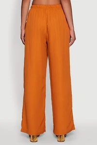 Womens Iris Shadow Stripe Textured Knit Wide Leg Pants, Brown, Size M