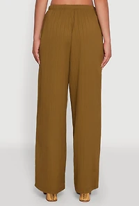 Womens Iris Shadow Stripe Textured Knit Wide Leg Pants, Green, Size M