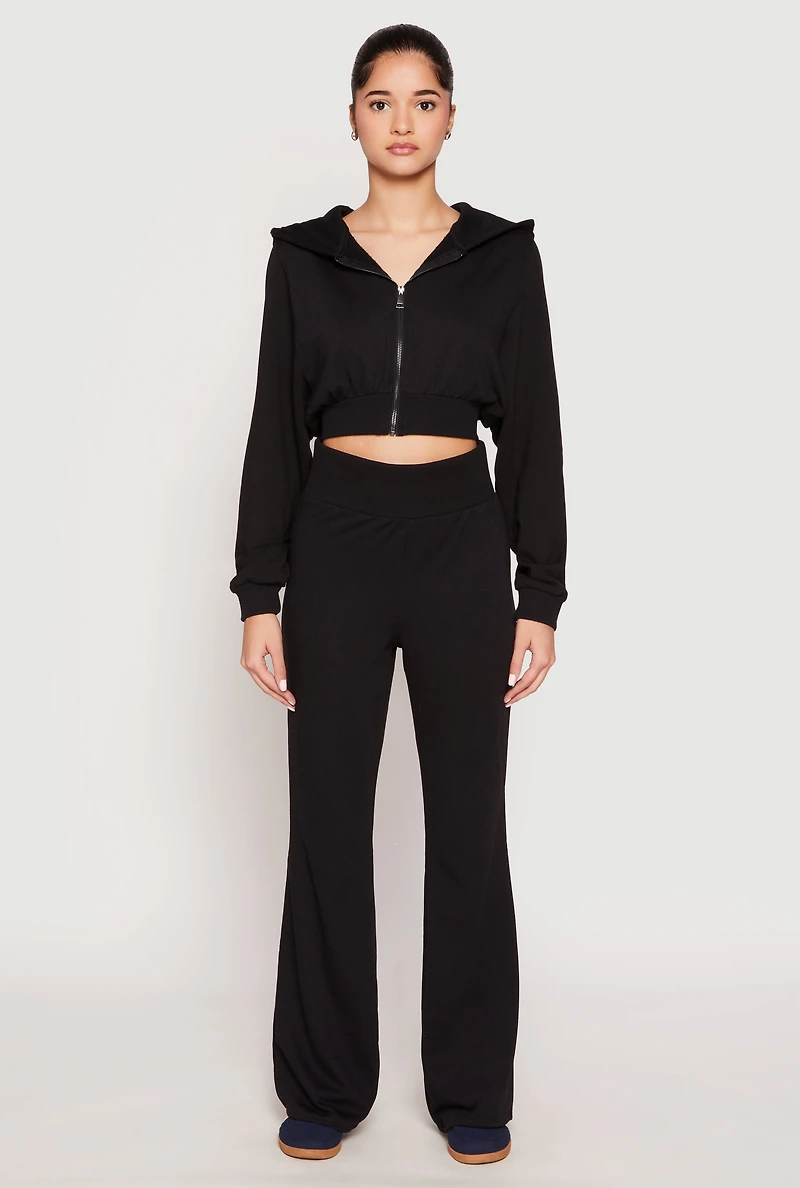 Elastic Waist Flared Sweatpants