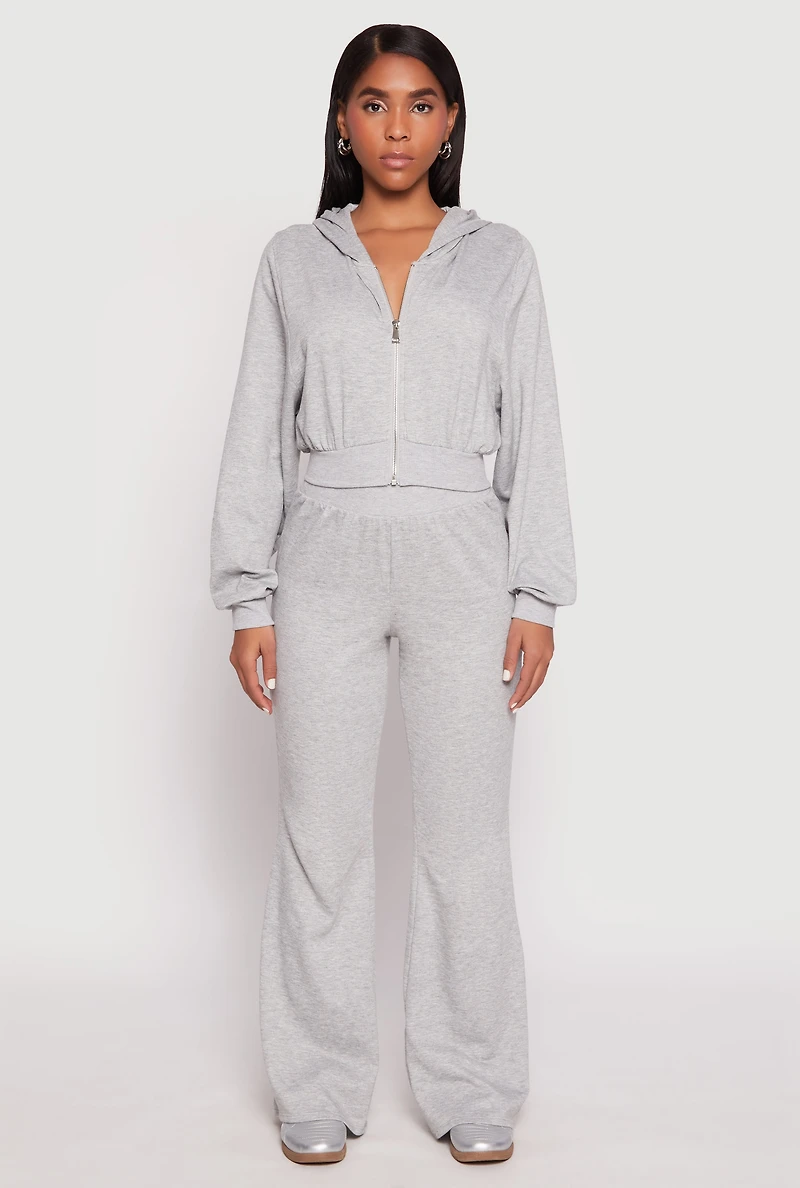 Womens Elastic Waist Flared Sweatpants, L