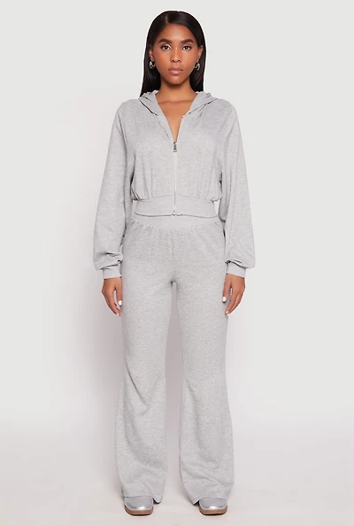 Womens Elastic Waist Flared Sweatpants, L