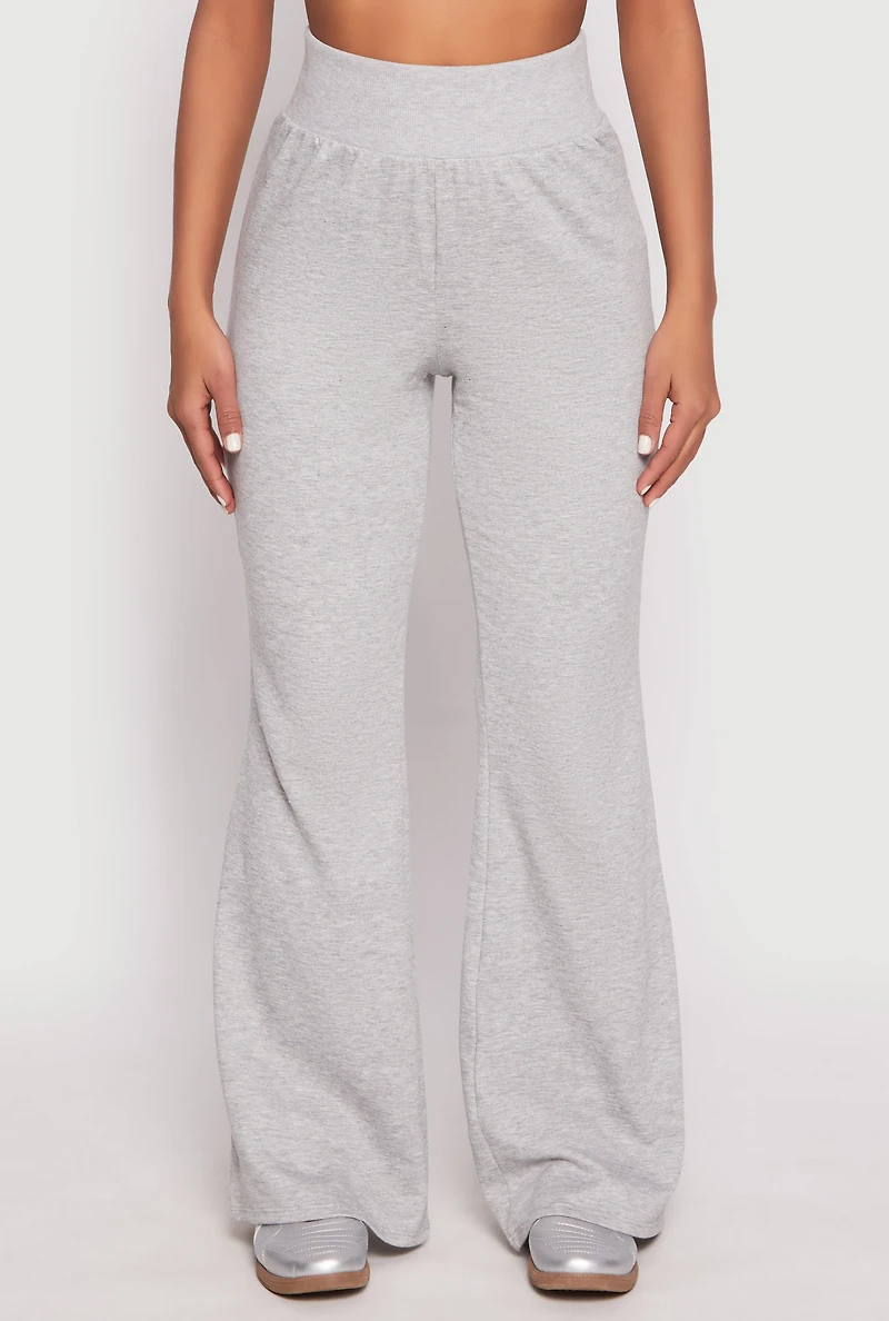 Womens Elastic Waist Flared Sweatpants, L