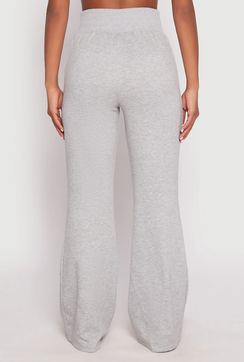 Womens Elastic Waist Flared Sweatpants, L