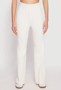 Womens Elastic Waist Flared Sweatpants, White, Size L