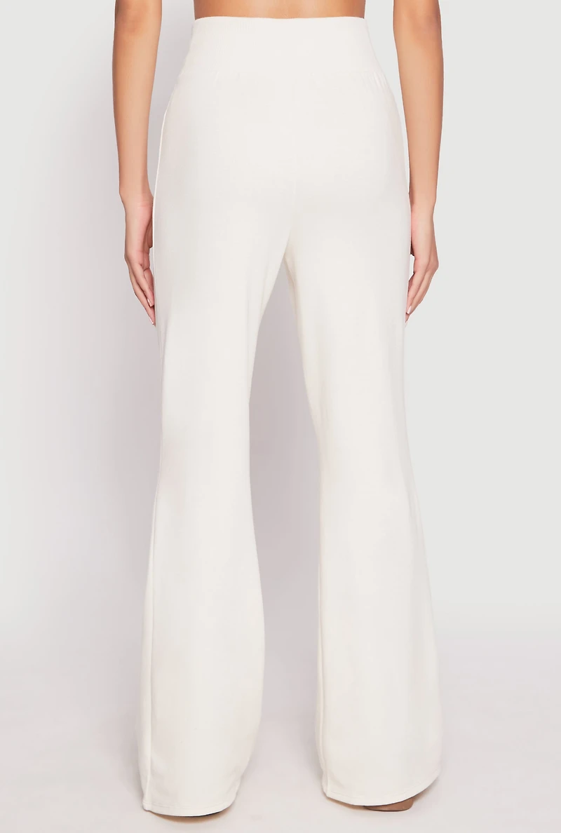 Womens Elastic Waist Flared Sweatpants, White, Size L